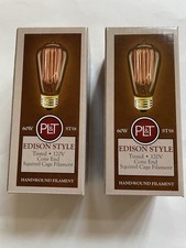 PL T Edison Style Light Bulbs 60W Set of 2 Squirrel Cage Filament ST58 Cone End