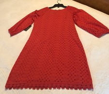 Vince Camuto Size 8 Red Gorgeous for Fall Eyelet Dress with Zipper NWT MSRP $148