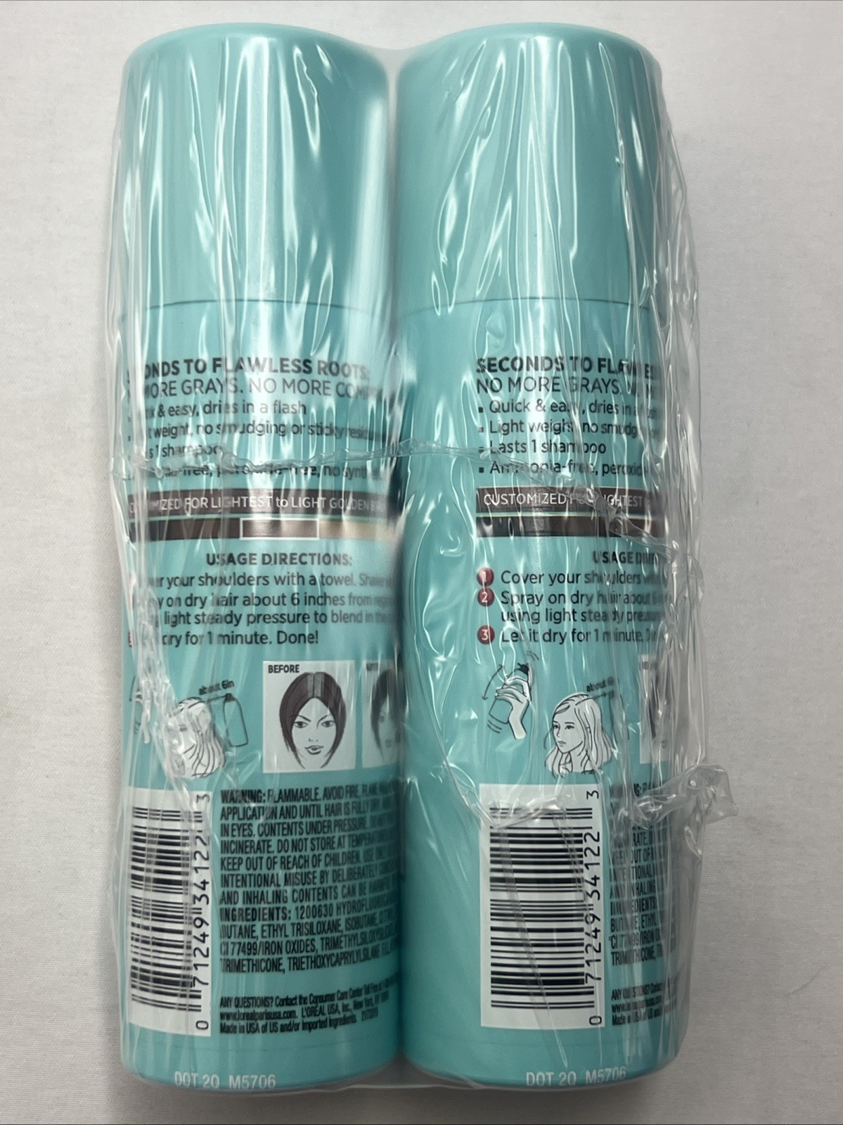 LOT OF 2 L&rsquo;Oreal Magic Root Cover Up Concealer Spray Light Golden Brown 2 oz