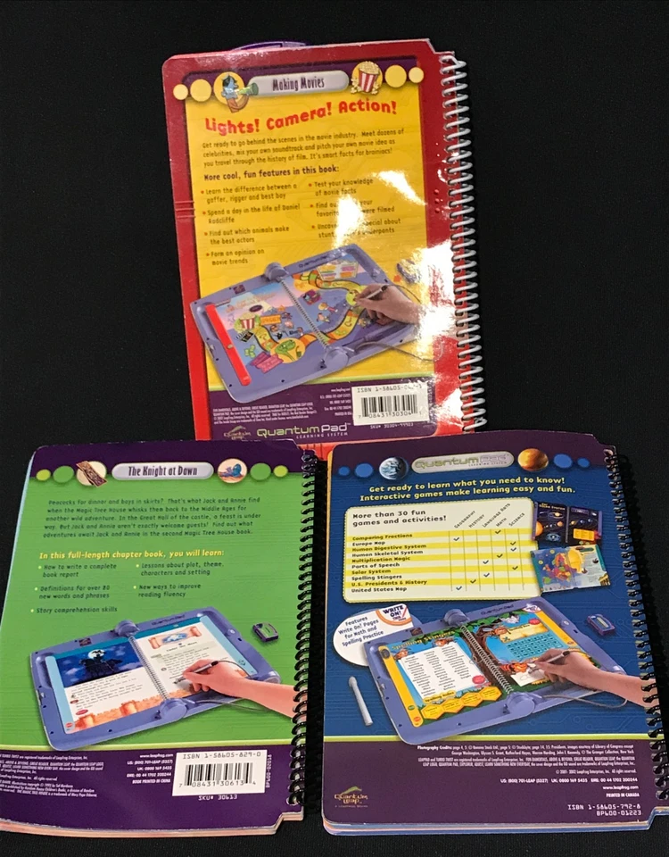 3 libros/cartuchos Leap Frog Quantum Pad Harry Potter; Casa del Árbol Mágico; Muestreador Foto 2 de 4