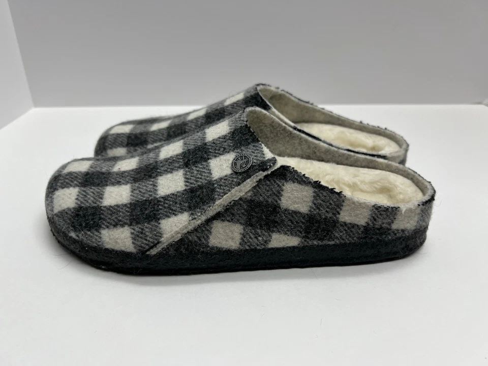 Birkenstock Zermatt Mujer Lana Fieltro Cuadros Talla 8/9 EU 39 Negro Blanco Piel de Oveja Foto 3 de 4