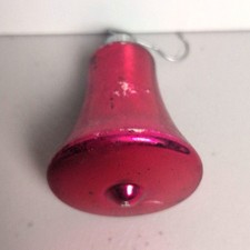 VTG WWII Era Shiny Brite Glass Bell Christmas Ornament Magenta Flared Bottom