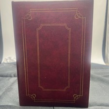 VTG Red Leather Picture Album 4 x6 Flip up Memory Library Holds 60 Photos