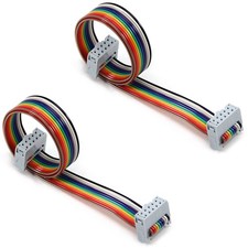 2 PCS IDC Rainbow Wire Flat Ribbon Cable 10 Pin 30cm Length 2.54mm Pitch DIY