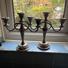 Pair IANTHE silver plated 3 arm Candelabra ornate Victorian Style English 10"