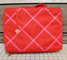 Estee Lauder Red Cosmetic Makeup Bag Travel Case Zip Pouch 13x10