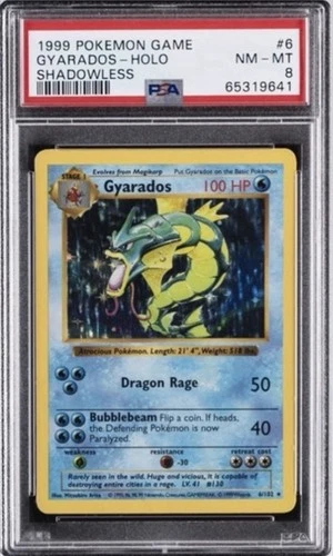 PSA 8 Shadowless Gyarados Holo 1999 Base Set #6 Pokémon NM-MT