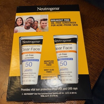 Neutrogena Clear Face Sunscreen, SPF 50, 3 oz., 2 pk.  FREE SHIPPING