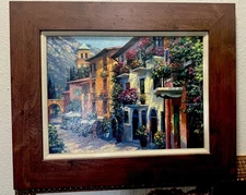 VTG-Howard Behrens Giclee Embellished Print "Village Hideaway" 22 x 18