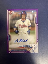 2021 Bowman - Paper Prospect Autographs Nick Maton #PAPR-NM Purple Border...