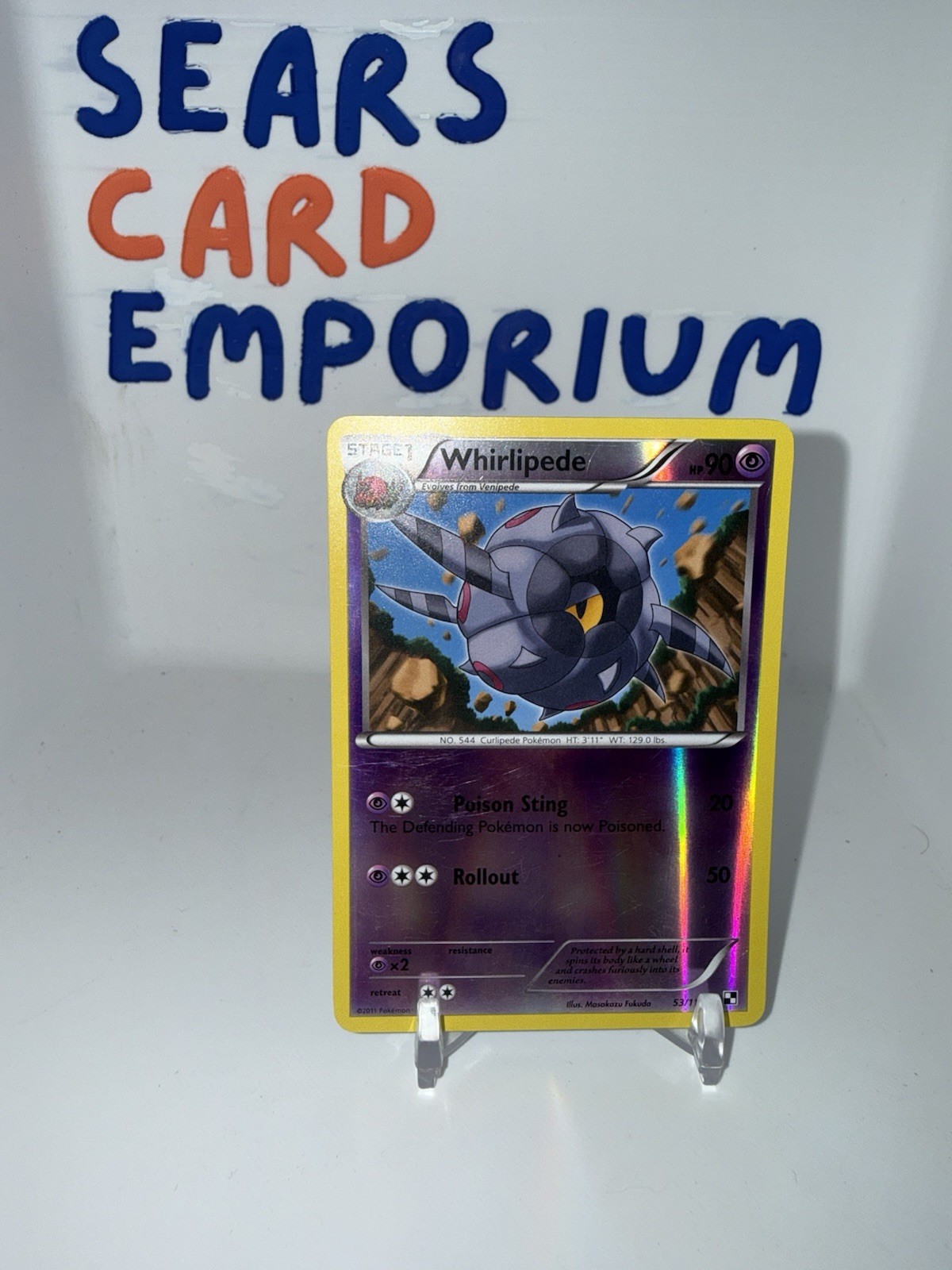 Pokemon TCG Whirlipede 53/114 Black and White Uncommon Reverse Holo LP