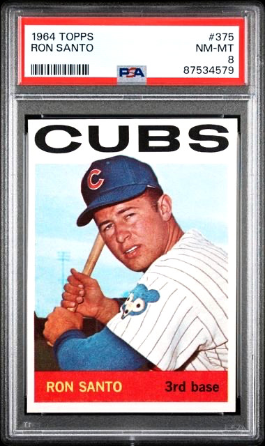 1964 Topps #375 RON SANTO HOF Chicago Cubs PSA 8 NM-MT HIGH END!