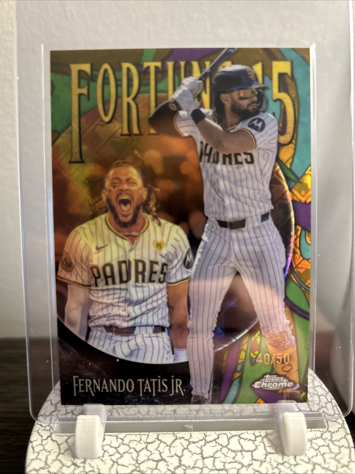 2025 Topps Chrome Fernando Tatís Jr. Gold Logo Fractor /50 Fortune 15