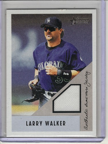 2002 BOWMAN HERITAGE LARRY WALKER GAME-USED JERSEY RELIC #BHLW