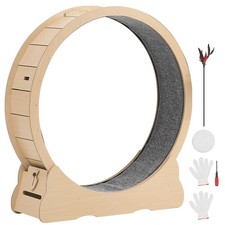 48 in Wooden Cat Exercise Wheel with Carpeted Runway Locking Mechanism for