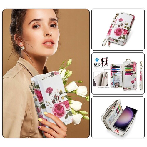 Crossbody Handbag Wallet Flower Phone Case For Samsung S22 S23 S24 S25 Ultra - Picture 81 of 84