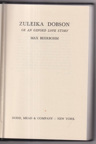 Zuleika Dobson or An Oxford Love Story by Max Beerbohm (Hardcover: Fiction, Roma - Imagen 2 de 2