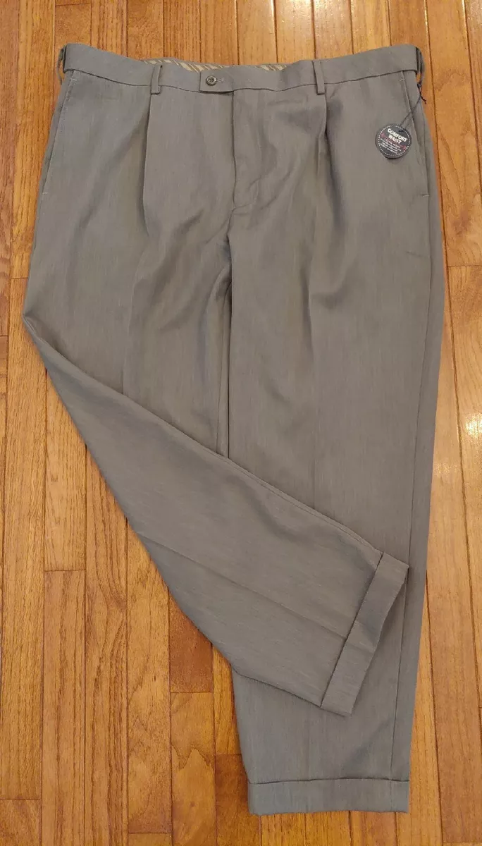 Saddlebred Dress Pants Comfort Waist Gray Casual 42x30 Pleated