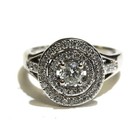 14k white gold .79ct diamond double halo ring 5.4g 7 ladies unique — photo 1