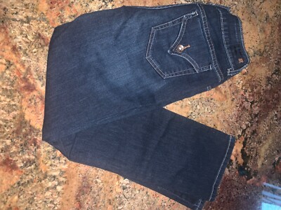  Vera Wang simply Blue Jeans Straight Size 30/25 Womens Dark Wash White Stitch