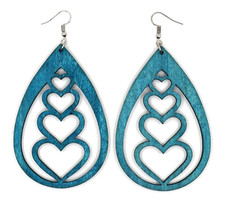 TB Colorful Hearts Assorted Teardrop Shape Lovely Fashion Long Dangle Earrings