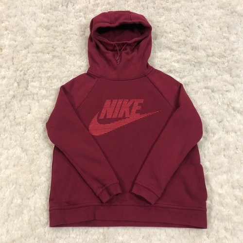 Nike Swoosh Logo Pullover Hoodie Sweater Fleece Lined Womens Size M Wine Red  | eBay