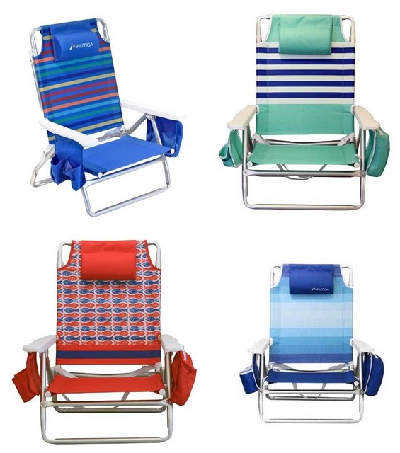 Nautica 5 Position Lay Flat Reclining Folding Lounge Outdoor Pool Beach Chair