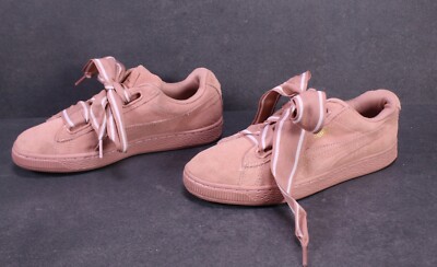 Puma Sneaker Suede Heart II Damen Sportschuhe Gr. 37,5 rosa Leder Ribbon SB2308