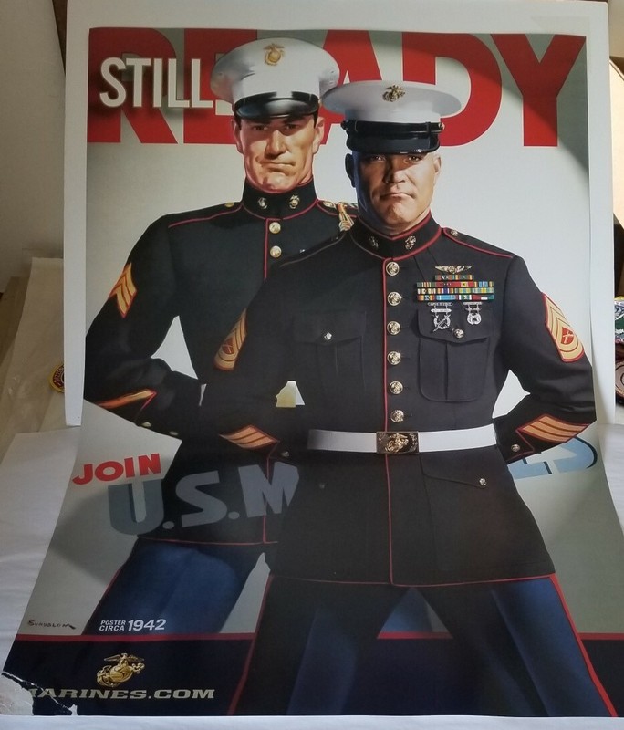 U. S. MARINE CORPS RECRUITING POSTER - STILL READY ca 1942 - USMC Dress