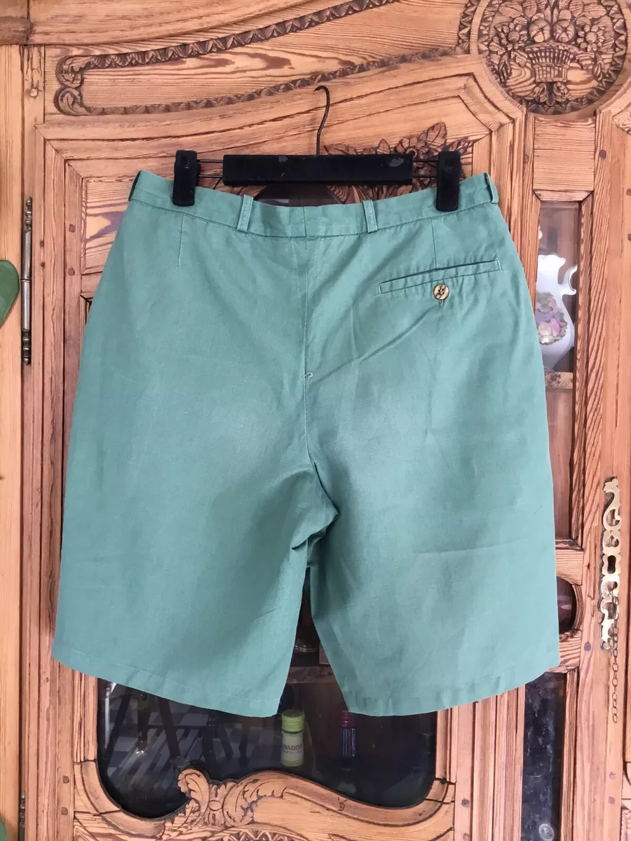 Short Bermuda Homme Taille 42 50% Coton 50% Lin Couleur Vert TBE