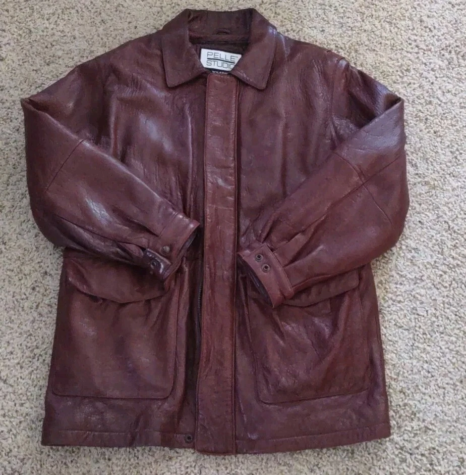 Jaqueta Casaco Wilsons Couro Masculina Média Pelle Studio Conhaque Marrom