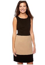 Nine West Black/Tan Sleeveless Colorblock Dress, 8R - MSRP $89