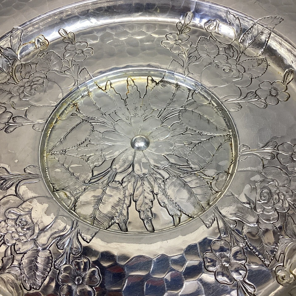 Large 16”D Floral Lazy Susan With Glass Tray For Chips N Dip And Appetizers - Image 3 of 4