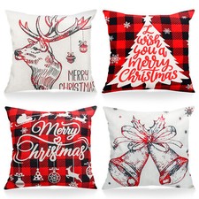 4Pcs Christmas Throw Pillow Cover Cushion Case Home Sofa Xmas Decoration 45x45cm