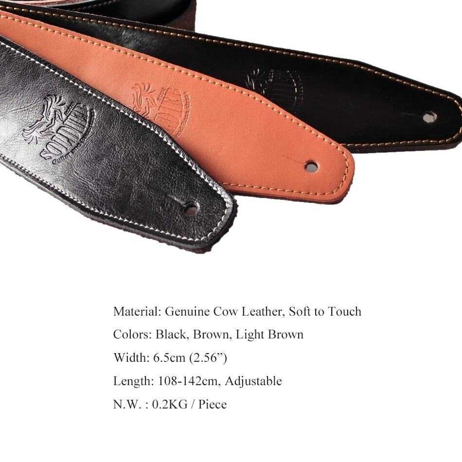 Correa de guitarra de cuero genuino Soldier para bajo de guitarra folk eléctrica acústica Foto 2 de 4