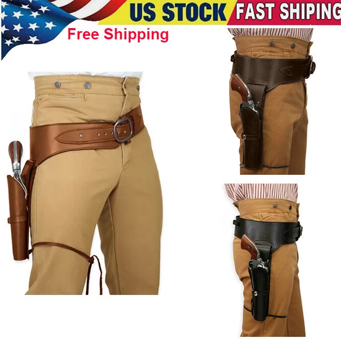 Cowboy PU Western Plain Holster Gun Middle Ages Holster Pistol Belt Revolver