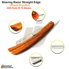 Profession Men's Shaving Hair Cutting Cutthroat Straight Razor Blade Wood Handle