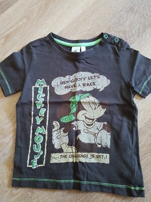 DISNEY MICKEY MOUSE Kinder T-Shirt Shirt kurzarm Gr. 92 schwarz grün 