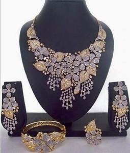 Authentic Jewellery sets for women with 18 kt / 24 Kt Pure Gold Plated Rhodium Polish
