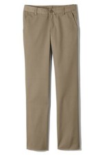 Lands' End Iron Knee Blend Plain Front Chino Pants Khaki 11 Unhemmed NWOT 457