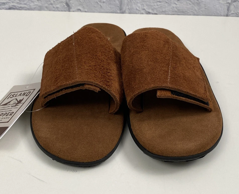 Zapatilla Island Pro Hecha a Mano en Cuero Hawaiano Piel de Toro Tobogán Para Hombre Talla 8 Foto 2 de 4