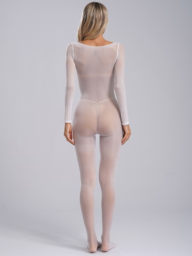 Women Bodysuit Long Sleeve Romper Night Club Jumpsuit Sleepwear Footed Zentai - Picture 83 of 106