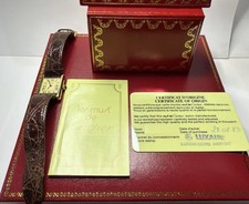 Vintage 1983 Cartier Tank Must De Argent Quartz Org. Leather Band Watch Card Box 8