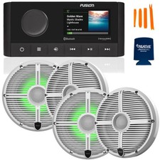Fusion MS-RA210 Marine Stereo with Wet Sounds 6.5" RGB Lighting Marine Speakers,