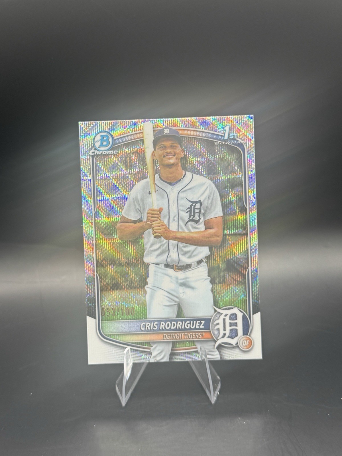 2025 Bowman Chrome Cris Rodriguez 1st Wave Refractor 53/100 Detroit Tigers