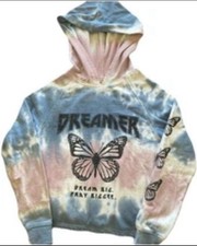 Love Peace & Lip Gloss Dreamer. Dream Big. Pray Bigger. Tye Dye Hoodie Girls LG