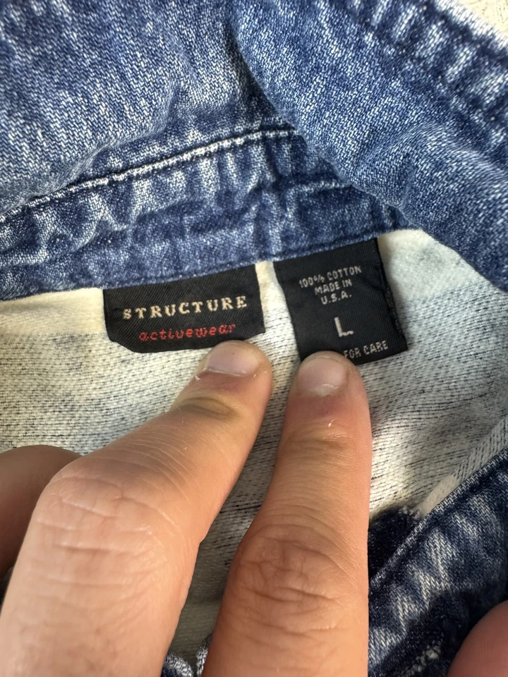 Vintage Structure Pullover Mens Large Blue White Western Aztec Pattern USA 90s - Image 2 of 4