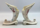 2 Vintage Hull B2 1956 Art Pottery USA Pink & Blue Cornucopia Vase Butterflies