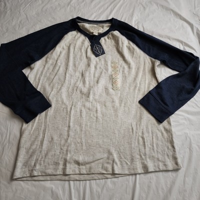 St Johns Bay Men Shirt XXL Blue Oatmeal Heather Colorblock Long Sleeve NWT