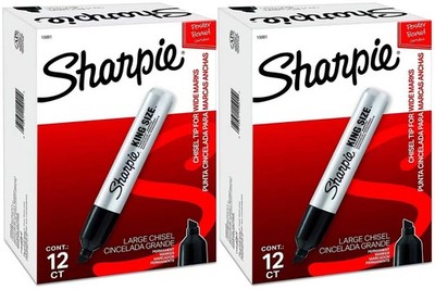 Sharpie 15001 Box of 12 Sharpie King Size Chisel Tip Permanent Markers - 2 boxes